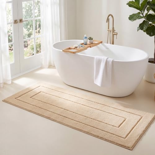 GRANNY SAYS Khaki Bathroom Runner Rug 59" x 24", Soft Microfiber Bath Mat by GRANNYSAYS