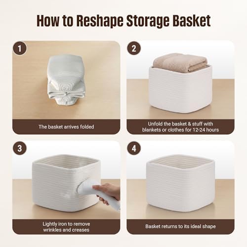 5-Pack Storage Cubes Woven Rope Baskets, 2 Sizes Organizer Bins - Image 7