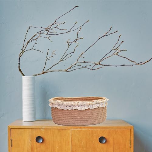 Basket for Gifts Empty, Small Brown Storage Basket for Shelves - Image 7