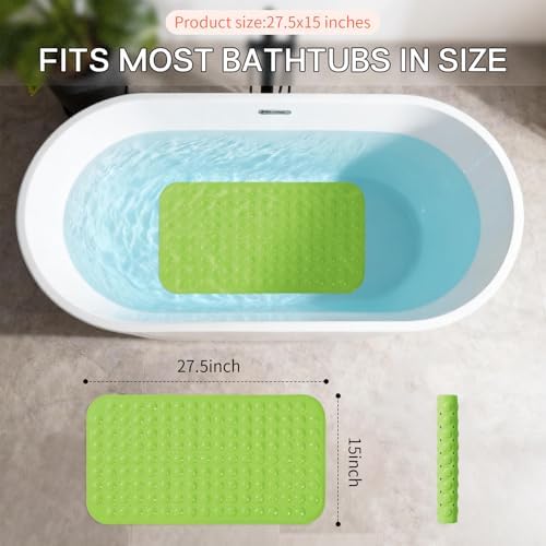 Anti-Slip Bathtub Shower Mat 28×15 Inch Opaque Pea Green - Image 3