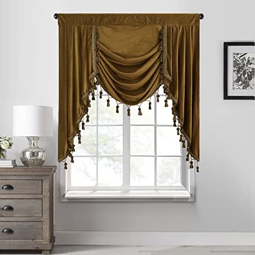 StangH Fall Decor Valance Curtains Gold Brown W39 inches, 1 Panel by StangH