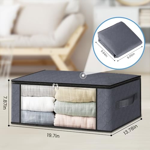 HomeHacks 3-Pack Clothes Organizer Storage Bags, 35L Storage Bins - Image 2