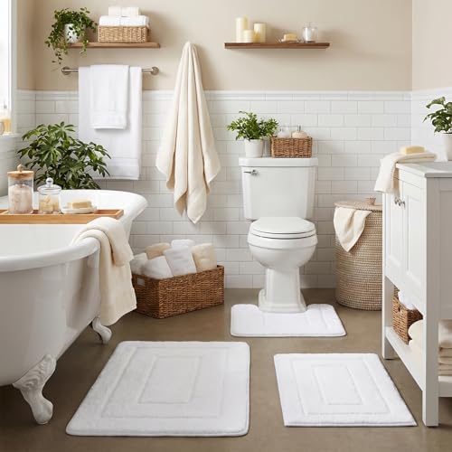 GRANNY SAYS White Bathroom Rugs Set 3 Piece, Soft Microfiber Bath Mats - Image 6