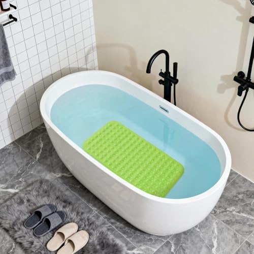 Anti-Slip Bathtub Shower Mat 28×15 Inch Opaque Pea Green - Image 5