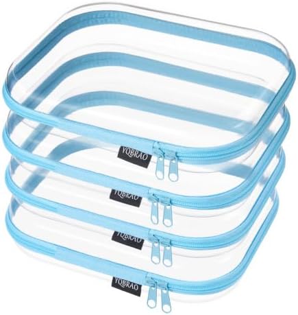 YQBRAO Clear Hard Shell Zipper Cases, 4 Medium Makeup Organizers by Unknown