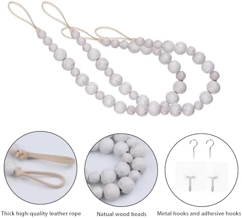 2 Pack Wood Bead Curtain Tieback, Boho Curtain Holdback - Image 4