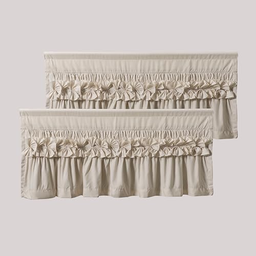 HIG 2 Pack Camel Ruffle Handcrafted Window Valances by HIG