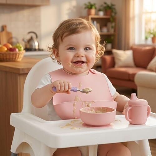 PandaEar Silicone Baby Bibs, 4 Pack Waterproof Feeding Bibs - Image 2