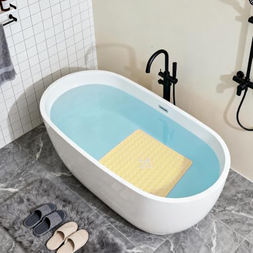 Anti-Slip Bathtub Shower Mat 21×21 Inch Light Yellow - Image 5