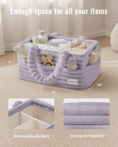 Blissful Diary Flannel Diaper Caddy Organizer & Gift Packaging, Light Purple - Image 3