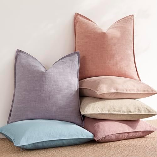 Foindtower Decorative Linen Lumbar Throw Pillow Covers 12x20 Coral Pink - Image 6