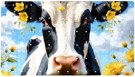 Bathtub Mat Non Slip 26.8x15.1 Inch, Cow Sunflower Shower Mat by Anna+Cowper