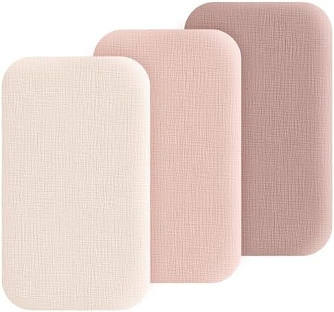 3 Pack Cotton Muslin Baby Bassinet Fitted Sheet by Coreeky