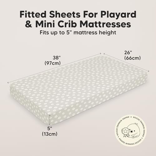 2-Pack Mini Crib Sheets Fitted, 38x26 Pack N Play Mattress Sheets - Image 3