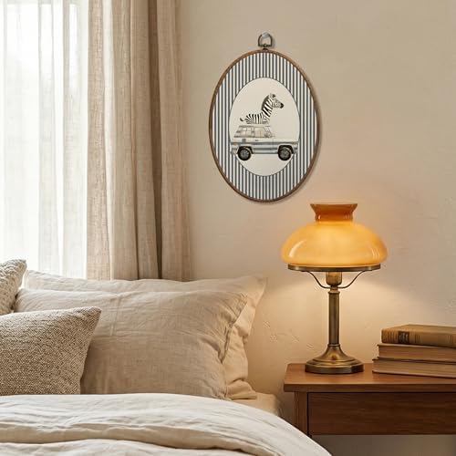 SONMYSULIL Zebra Car Animal Nursery Wall Art Decor, Jungle Animal Oval Wall - Image 2