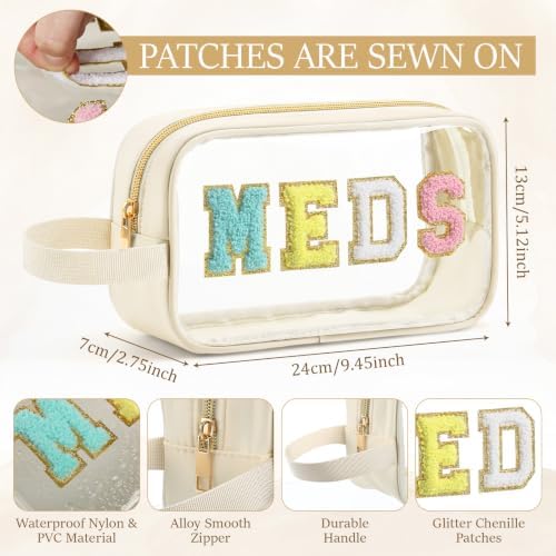 Kacctyen Medicine Bag for Travel Chenille Patch Meds Bags Pill Pouch Portable - Image 2