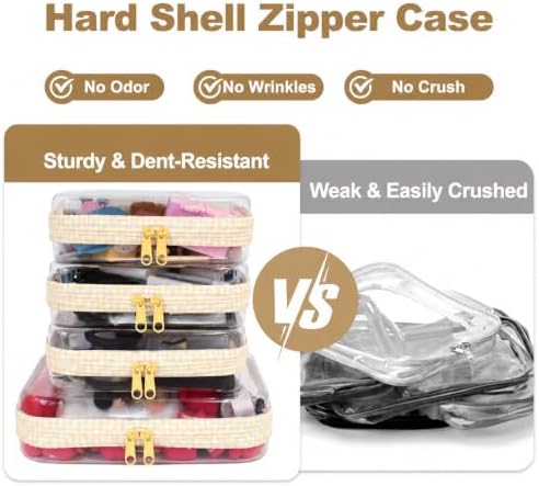 4 pcs Clear Zipper Pouches, Hard Shell Zipper Case, Toiletry Bag - Image 2