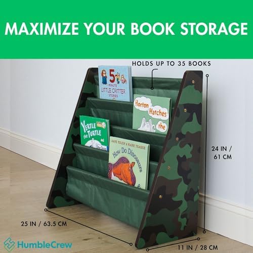 Humble Crew 4-Tier Kids Bookshelf, Camo Wood/Green - Image 2