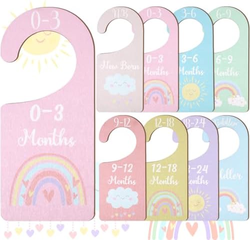 Baby Closet Dividers 8PCS, Pastel Rainbow Theme Wooden Double-Sided Clothes by CORNERLACE