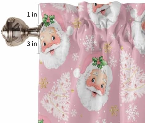 Pink Christmas Kitchen Curtains and Valances Set, Santa Claus Merry Christmas - Image 7