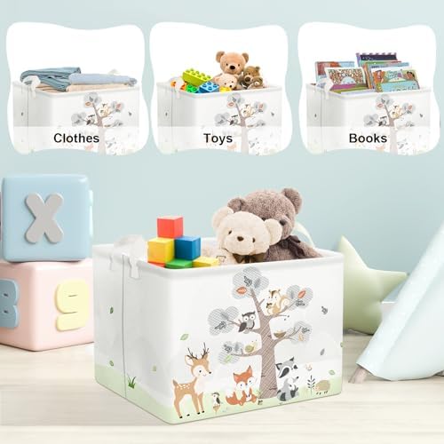 Clastyle 36L Large Woodland Animal Tree House Baby Basket Rectangle Deer Fox - Image 5