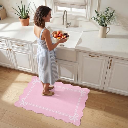 Garvee Scalloped Bow Rug Washable 2x3 Area Rug - Image 3
