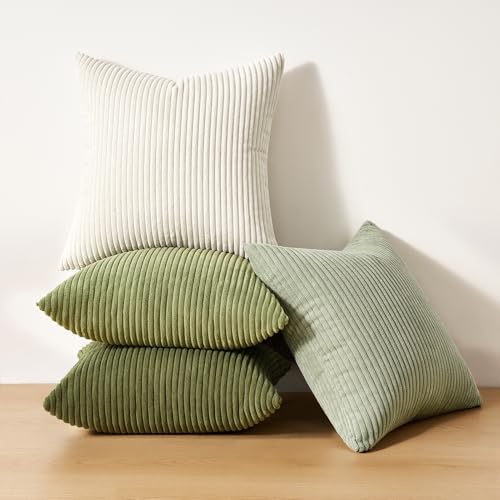 Topfinel Boho Farmhouse Green White Throw Pillow Covers 16x16 Inch Set of 4 - Image 6