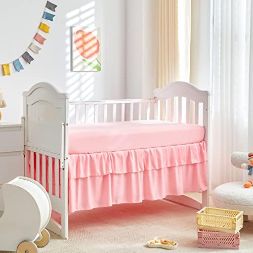 Mini Crib Bedding Set 3 Pieces Baby Boho Quilted Tufted Ruffles Comforter - Image 5