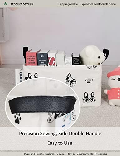 Rectangular Fabric Storage Bin, Foldable Bulldog print Basket - Image 7