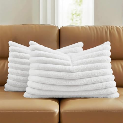 FUTEI Pack of 2 Faux Fur Throw Pillow Covers 12x20 Inch by FUTEI