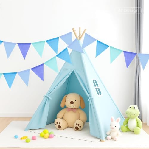 G2PLUS Pennant Banner Triangle Flag Bunting Garland Blue Banner Flags 36PCS - Image 5