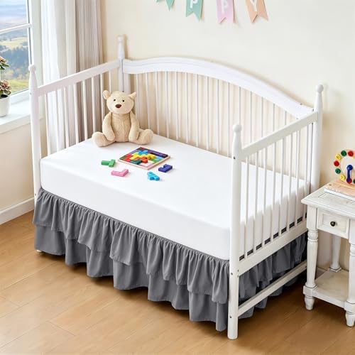 Ruffled Crib Bed Skirt, Soft Double Layer - Image 4