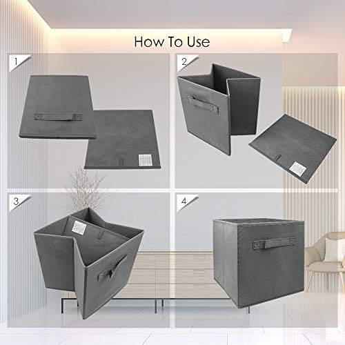 EBIGIC Mini Size 3-Pack Cube Storage Bins 9.0"x7.5"x7.5" Fabirc Foldable Closet - Image 4
