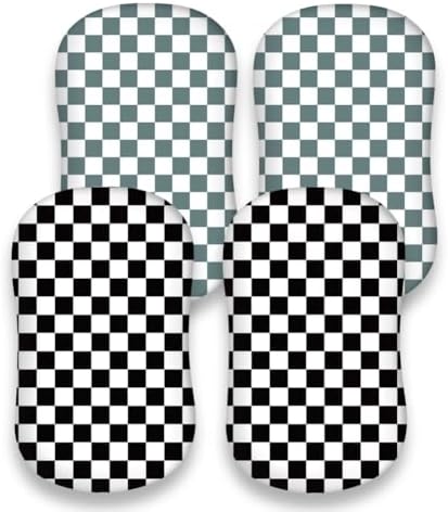 4 Pack Checkered Plaid Crib Sheets Neutral Breathable Buffalo Check Fitted Baby - Image 5