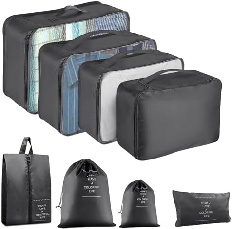 Packing Cubes for Travel 8 Set Luggage Organizer Bags by YEEYAA
