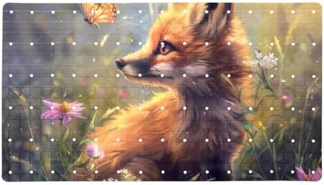 Bathtub Mat Non Slip 26.8x15.1 Inch, Fox Butterfly Shower Mat by Anna+Cowper
