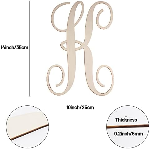 Cursive Wooden Letters K for Wall Decor Large Wood Monogram Letters 14 Inch - Image 2
