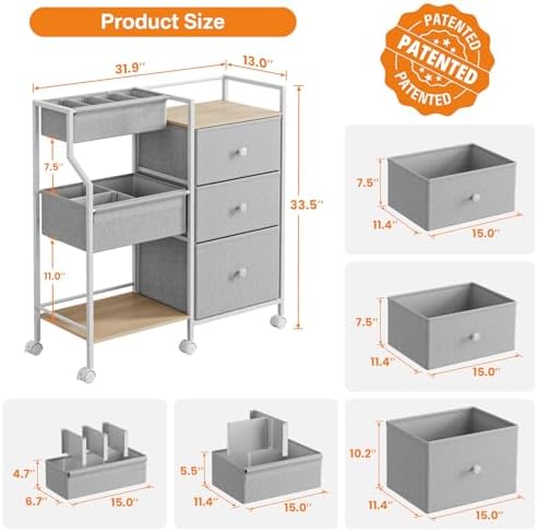 Modanais Baby Diaper Caddy Organizer Rolling Cart - Image 2