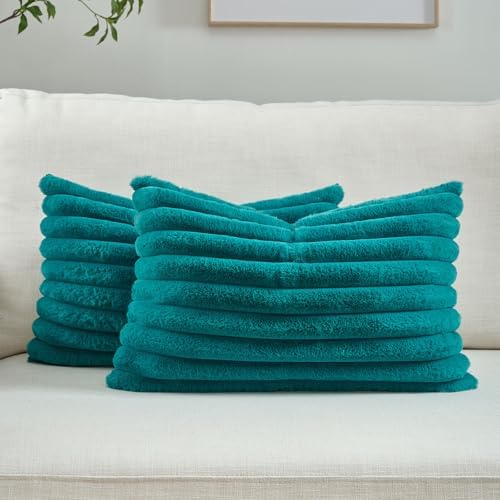 FUTEI Pack of 2 Faux Fur Throw Pillow Covers 12x20 Inch by FUTEI