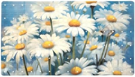 Shower Mat Non Slip 26.8 x 15.1 Inches, Daisies Butterfly Bathtub Mat Shower by Anna+Cowper