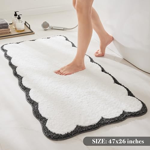 Ohocut Luxury Microfiber Scalloped Runner Rug, Anti Slip, Extra Soft - Image 3