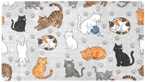 Bathtub Mat Non Slip 26.8x15.1In, Cute Cats Paws Bath Mat by Anna+Cowper
