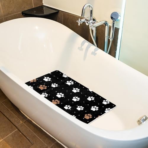 Bathtub Mat Non Slip 26.8x15.1In, Dogs Footprints Bath Mat - Image 5