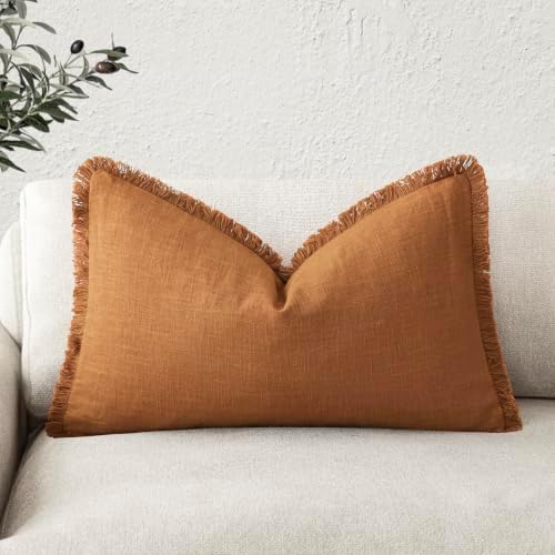 Foindtower Decorative Linen Fringe Lumbar Throw Pillow Covers Cozy Boho by Foindtower