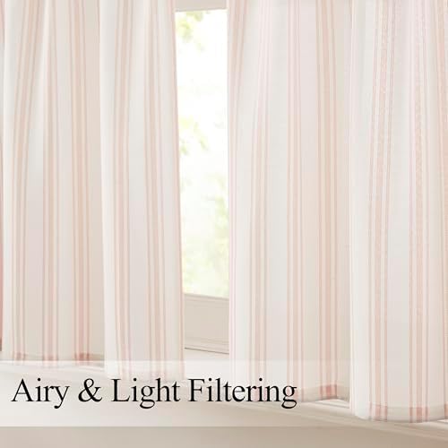 ZJDECOR Cotton Blended Pink Vertical Stripe Tiers Panels - Image 2