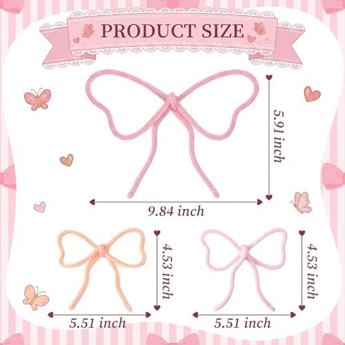 Barydat 6 Pcs Pink Bow Wall Decor Coquette Bow Nursery Decoration Room Decor - Image 2
