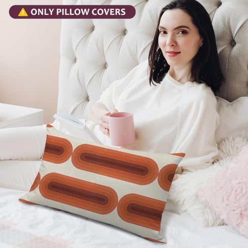 70s Retro Boho Orange Brown 12x20 Pillow Cover, Art Deco Home Decor, Mid - Image 4