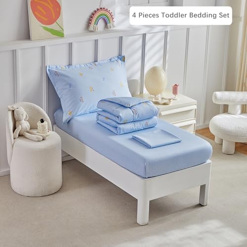 DuShow Cotton Toddler Bedding Set, 4 Piece Toddler Bed Comforter Sets, Includes - Image 3