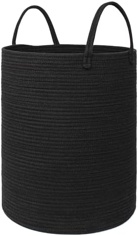 MEGASKET Black Woven Laundry Basket, Wicker Hamper by MEGASKET