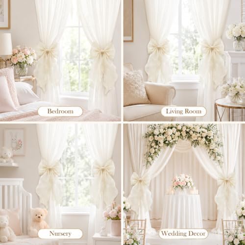 2 Pack French Lace Bow Curtain Tiebacks - Image 5
